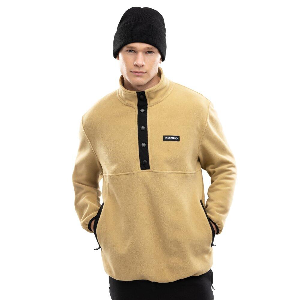 Men Winter sports 's thick fleece half-snap pullover Yari Beige