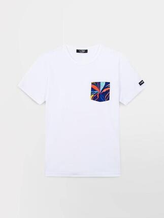 T-shirt homme VIVIEN manches courtes col rond, poche poitrine, blanc