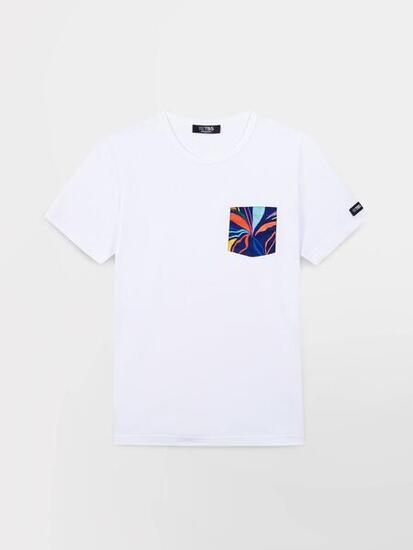 T-shirt homme VIVIEN manches courtes col rond, poche poitrine, blanc