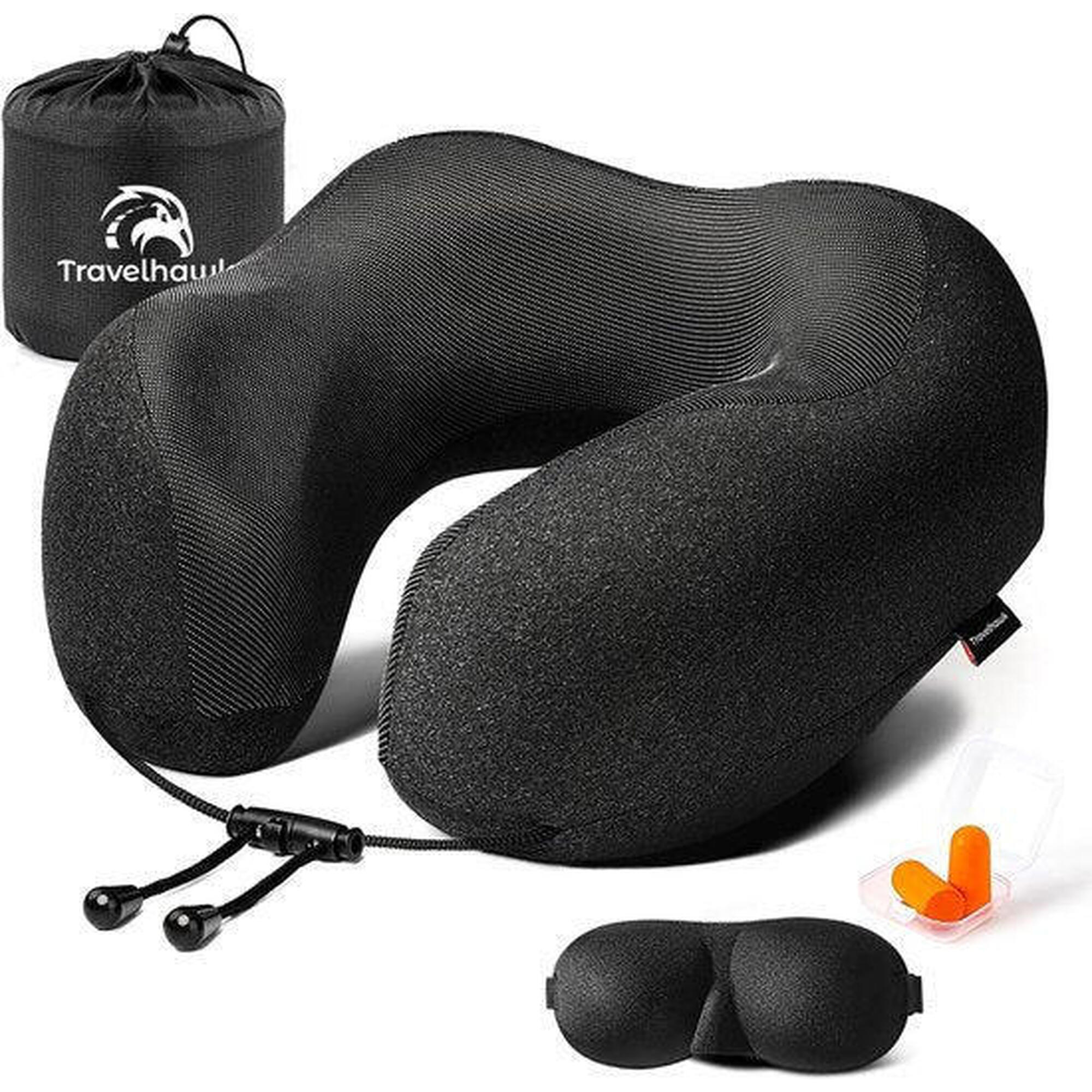 Travelhawk - Coussin De Cou – Mémoire De Forme – Luxe – Noir - Oreiller De Voyage - Noir - Decathlon