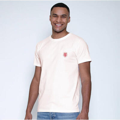 Stade toulousain rugby lifestyle unisex t-shirt ecru voor volwassenen