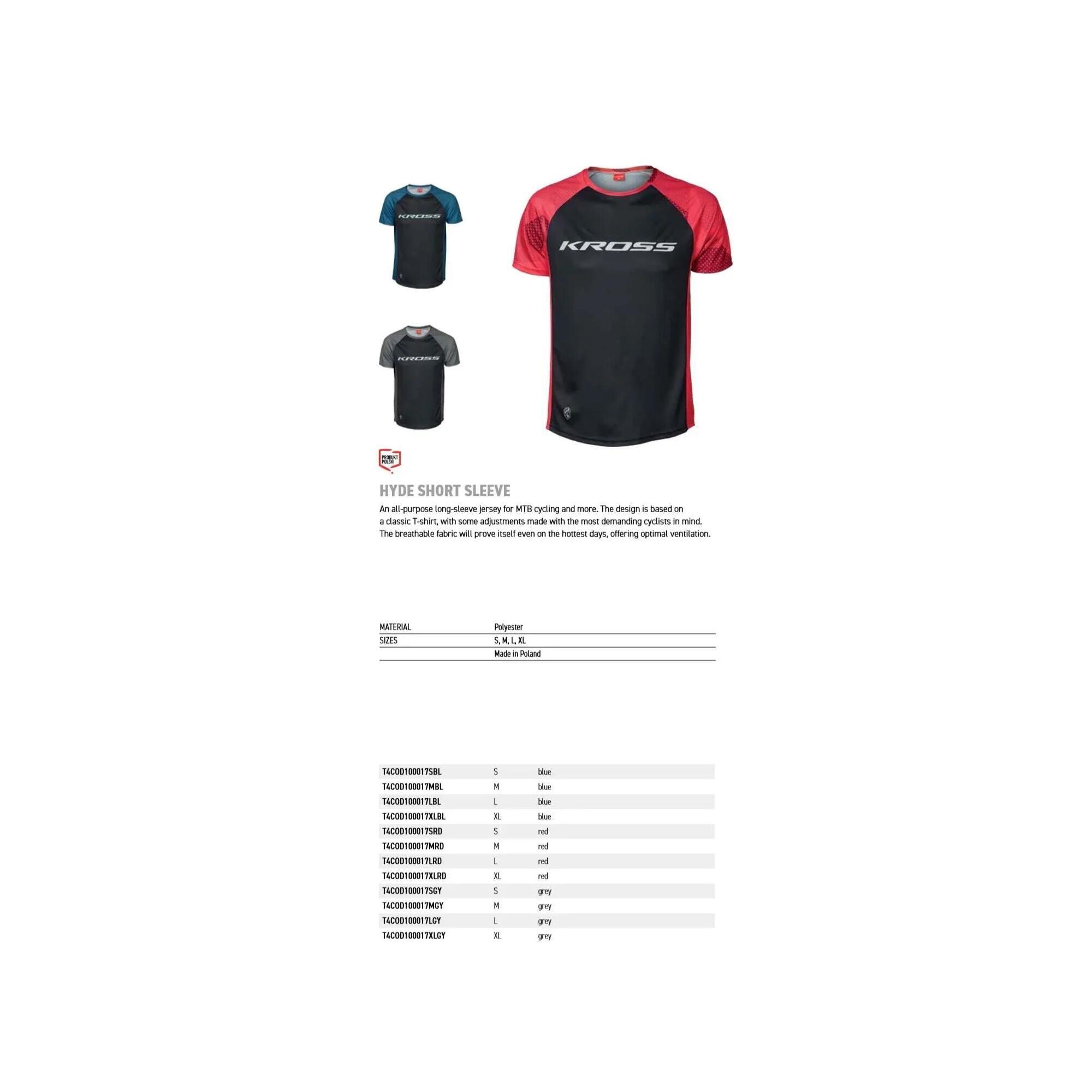 Tricou ciclism KROSS Hyde Short Sleeve, albastru, L