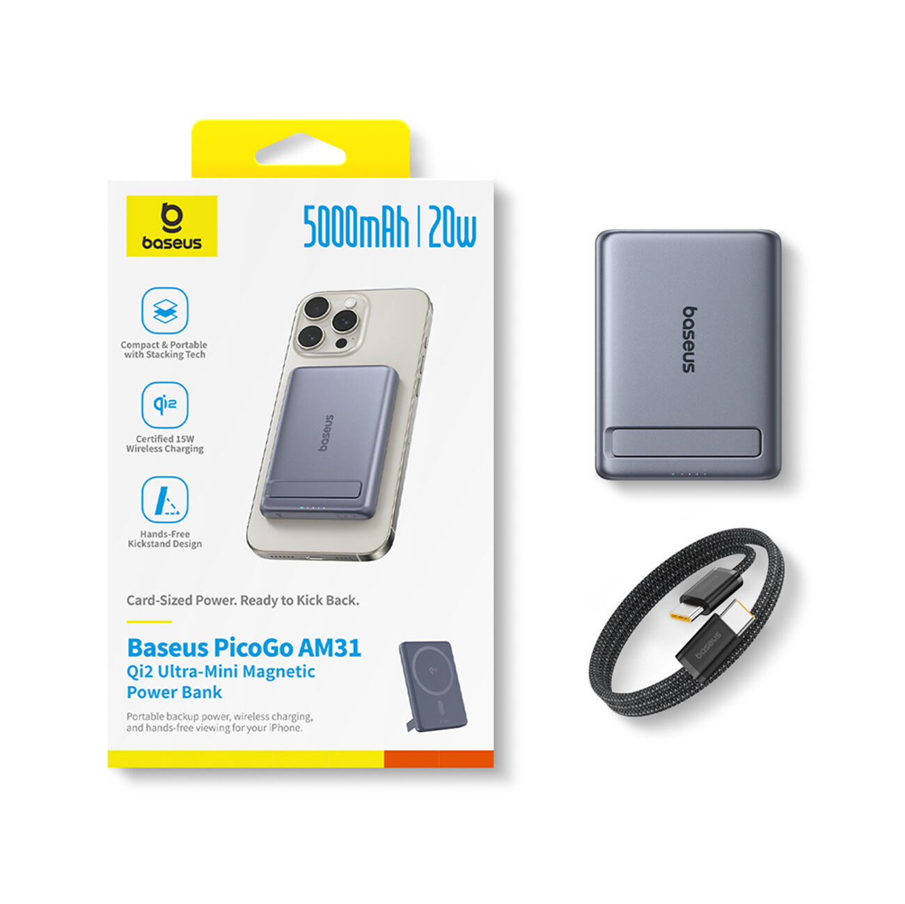 Powerbank Baseus Induction Qi2 5000mAh MagSafe 20W 6/7