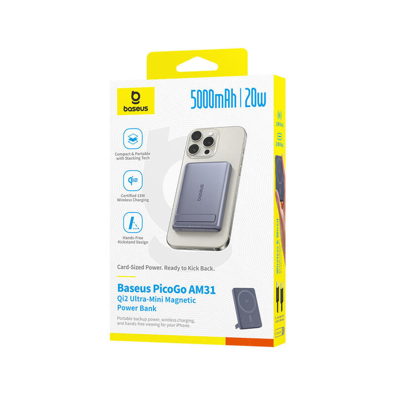 Powerbank Baseus inducție magsafe Qi2 5000mAh 20W