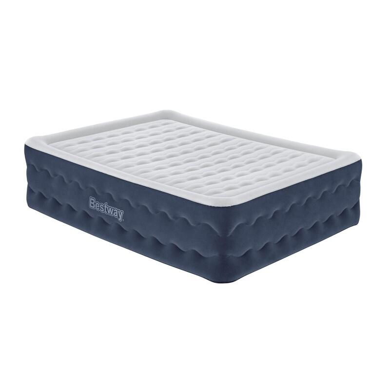 Bestway - Bestway Lit Gonflable 2 Places Truleisure Pompe Électrique Intégrée 203x152x51cm - Matelas Autogonflant - Bleu|gris - Decathlon