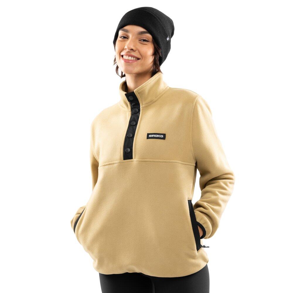 Women Winter sports 's thick fleece half-snap pullover Yari-W Beige