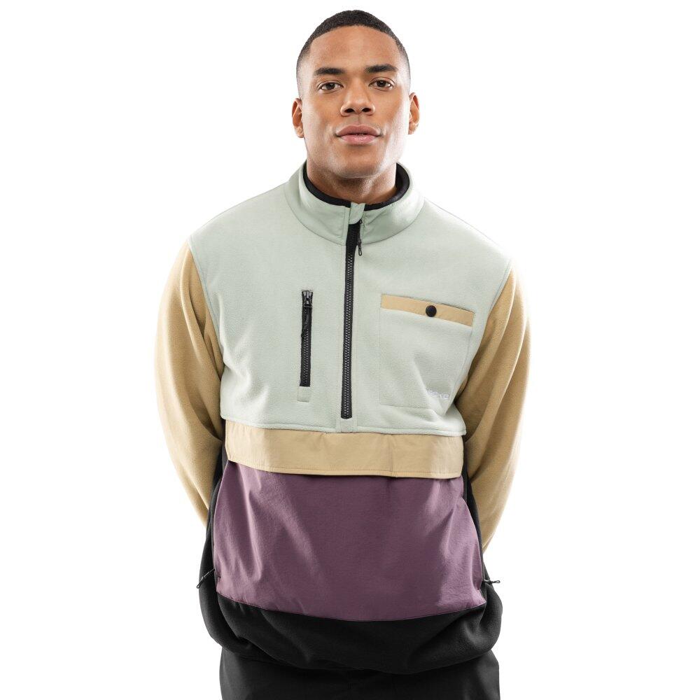 SIROKO Men 's half-zip fleece pullover Vinicunca Olive Green Green