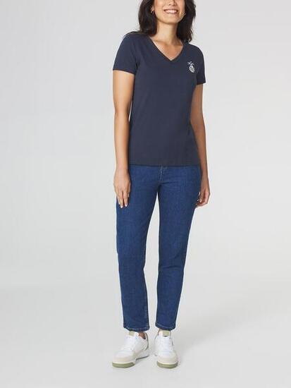T-shirt femme col V manches courtes KESSYTEE - Navy