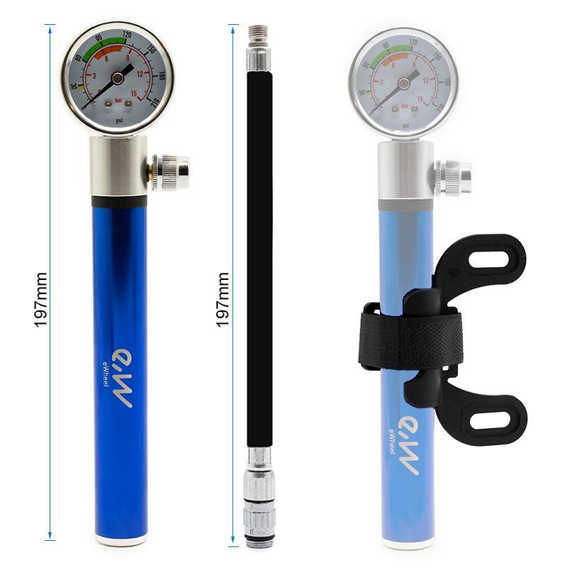 Inflador manual con manómetro EWAP-006 azul 2/4