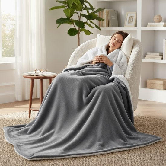 Couverture polaire 150×200 cm – Jeté de luxe gris 4/7