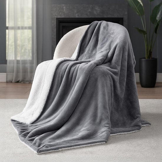 Couverture polaire 150×200 cm – Jeté de luxe gris 6/7