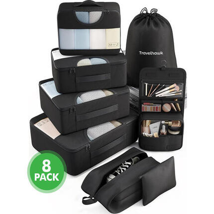 Koffer-Organizer mit Packwürfeln, schwarz