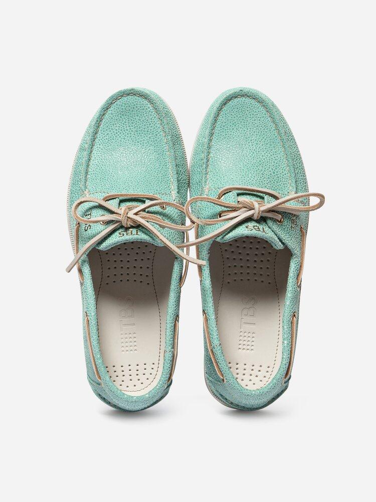 Chaussures bateau Femme - PHENISE Vert d'eau 3/4
