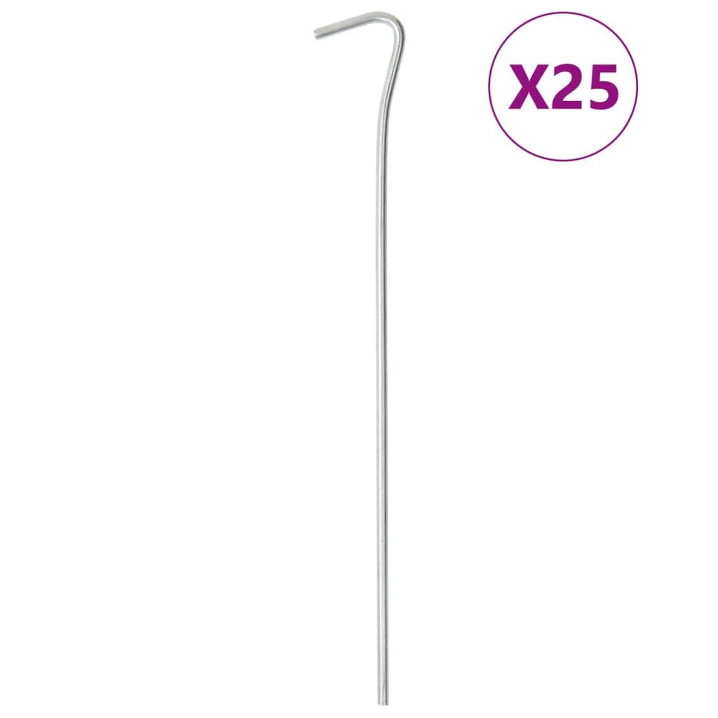 Vidaxl - Piquets De Tente Vidaxl 25 Pcs Ø4 Mm 23 Cm Acier Galvanisé - Piquet De Tente - Gris - No Size - Decathlon