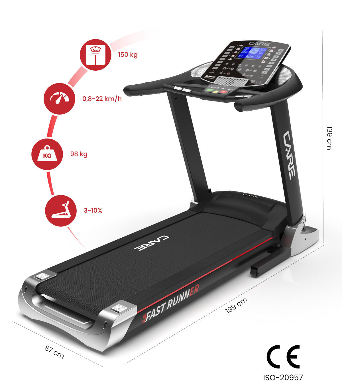 Tapis de course connecté - 22km/h - CARE - FAST RUNNER - KINOMAP 2/6