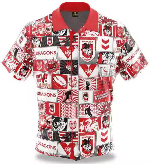 NRL Fanatics Button Up Polo Shirt - St George Illawarra Dragons - Rugby League