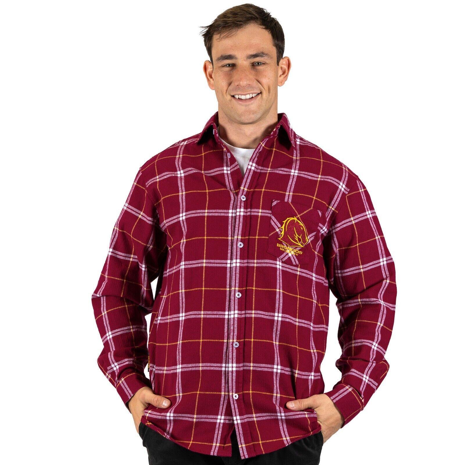 NRL Mustang Flannel Polo - Brisbane Broncos - Flanno Shirt - QLD