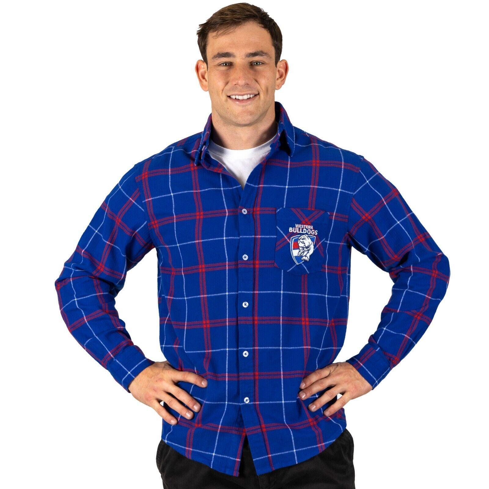 AFL Mustang Flannel Polo - Western Bulldogs - Flanno Shirt - Flannelette