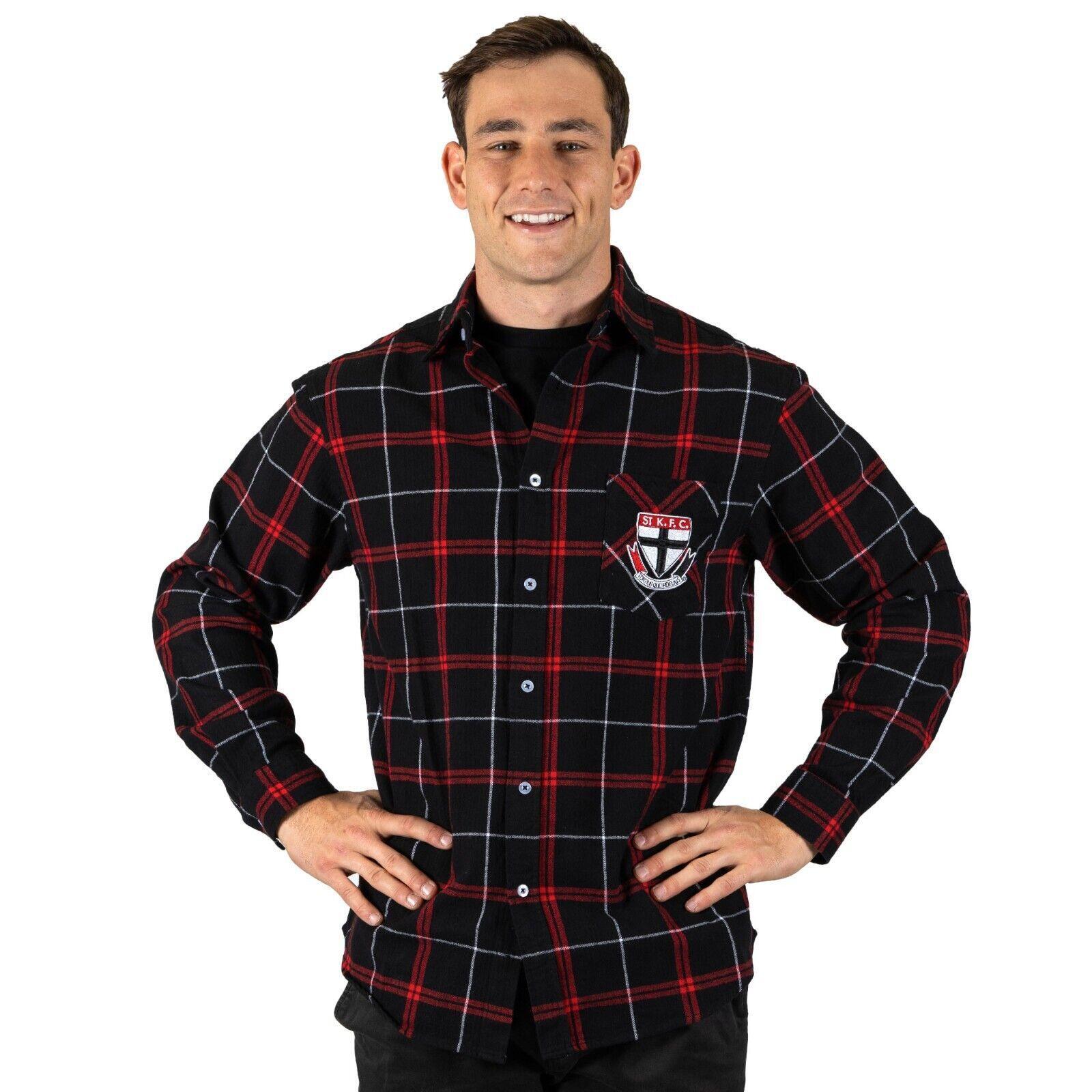 AFL Mustang Flannel Polo - St Kilda Saints - Flanno Shirt - Flannelette