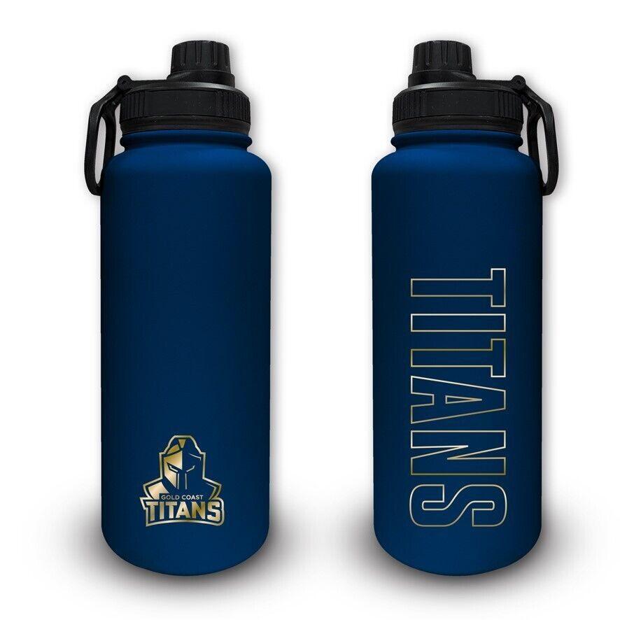 NRL Stainless Steel 960mL Drink Bottle - Gold Coast Titans - Double Walled