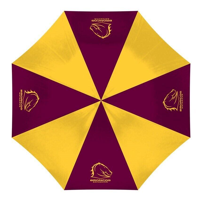 NRL Compact Umbrella - Broncos Compact - Rain - Glovebox - 60cm Length W17cm