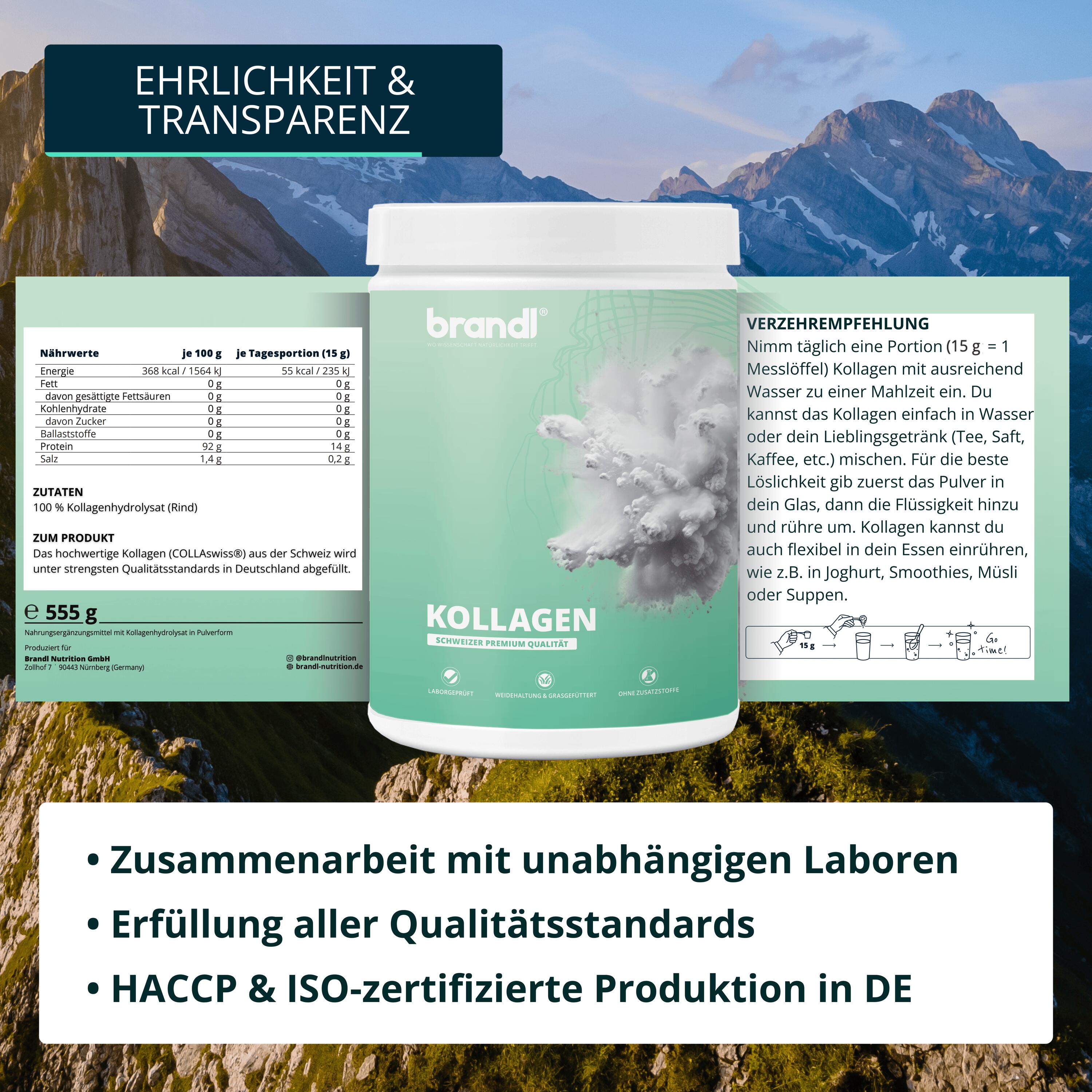 brandl® Collagen Pulver [550g] | Premiumqualität | Laborgeprüft 6/7