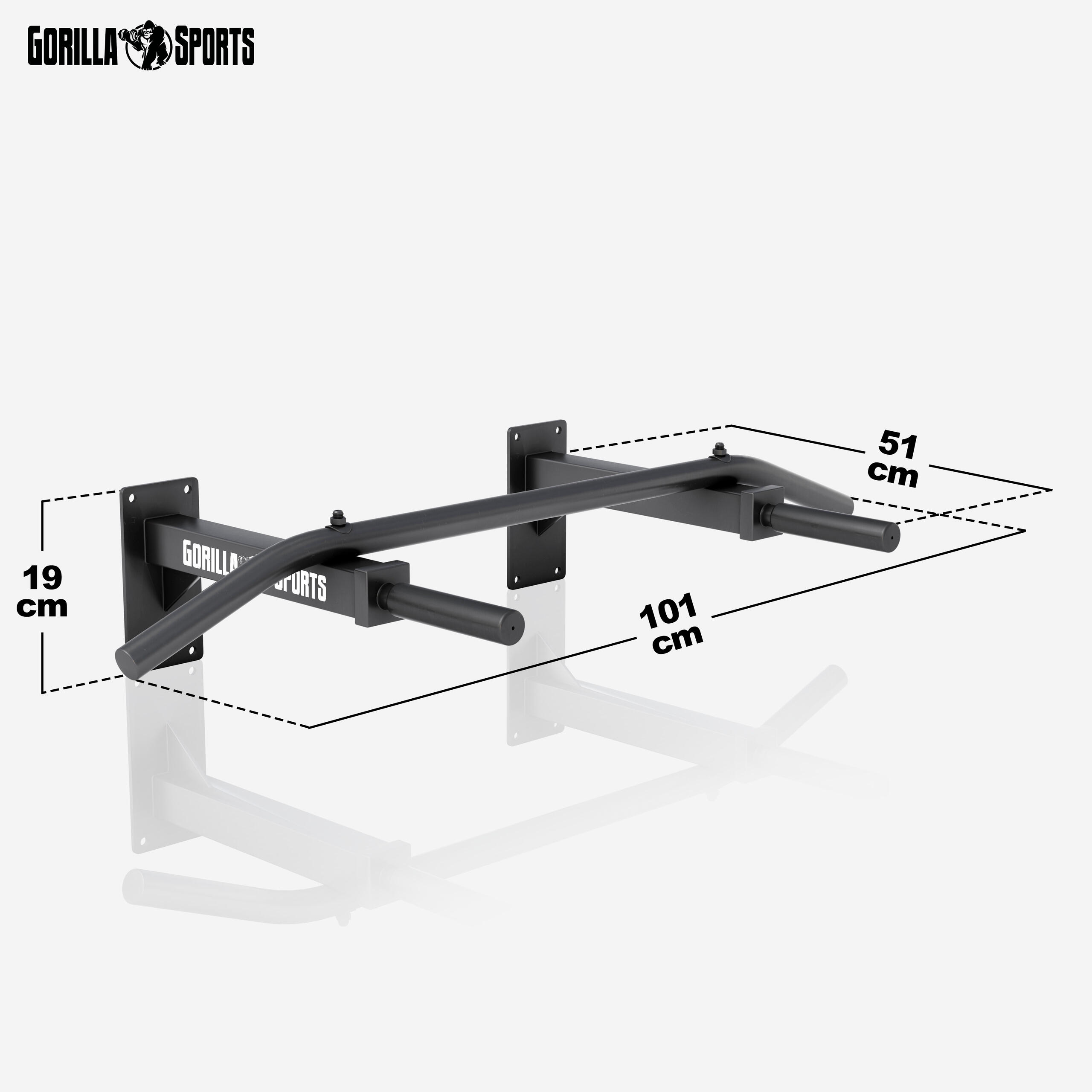 BARRE DE TRACTION MURALE | MUSCULATION | COULEUR BLANC OU NOIR 2/7