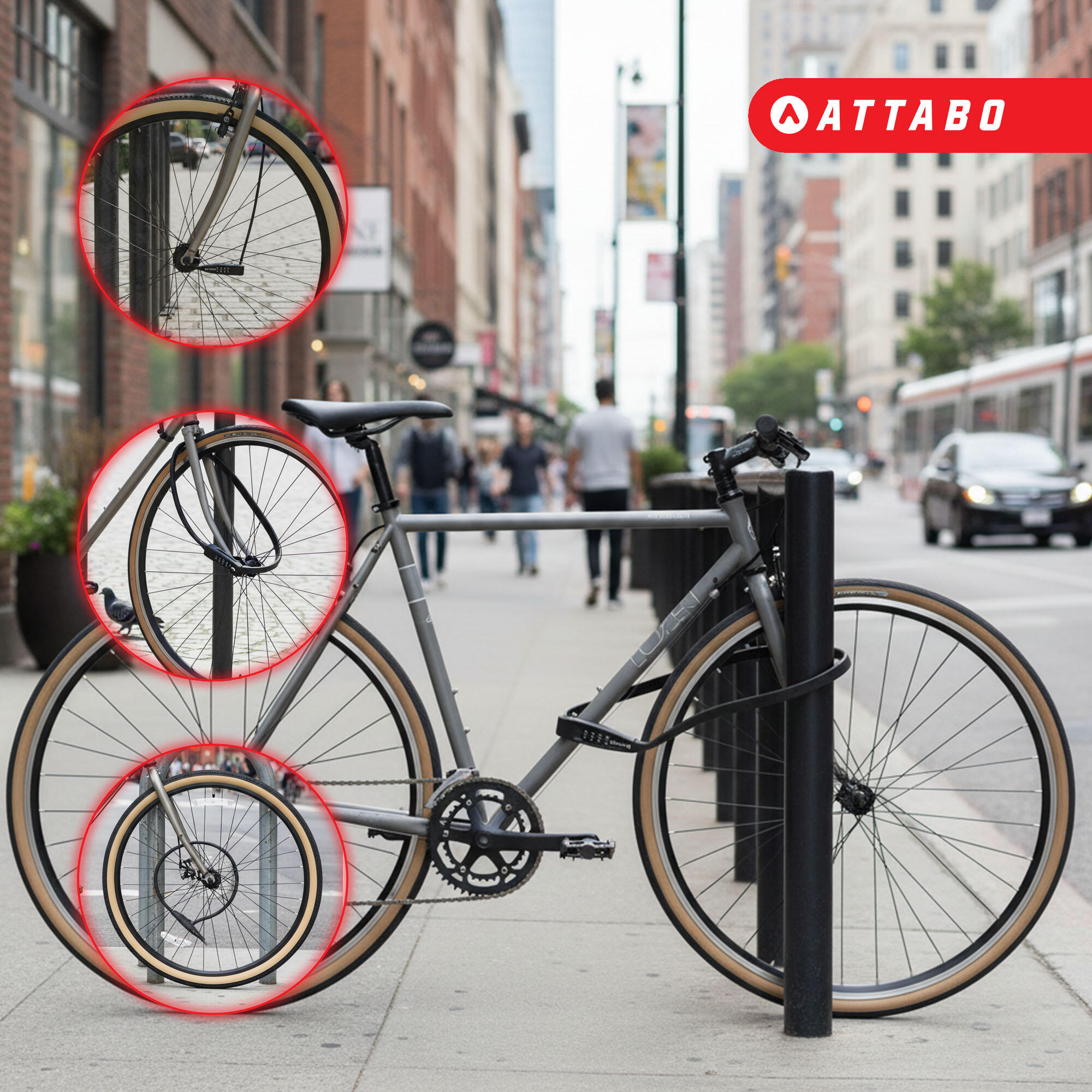 Lucchetto per bicicletta ATTABO Z.45 con combinazione 5/6