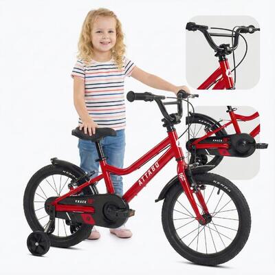 Kinderfiets attabo knack 16" rood lichtgewicht zijwieltjes aluminium