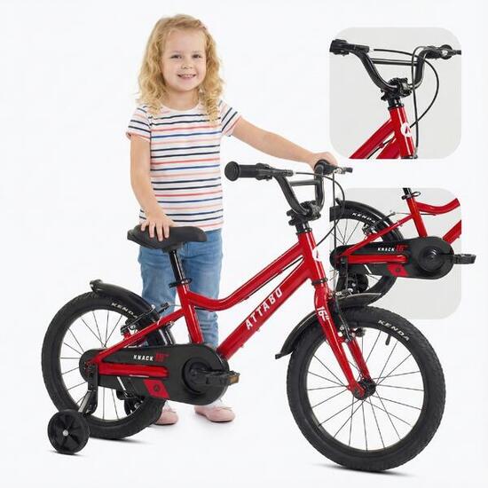 Kinderfahrrad ATTABO KNACK 16" rot leicht mit Stützrädern Aluminium