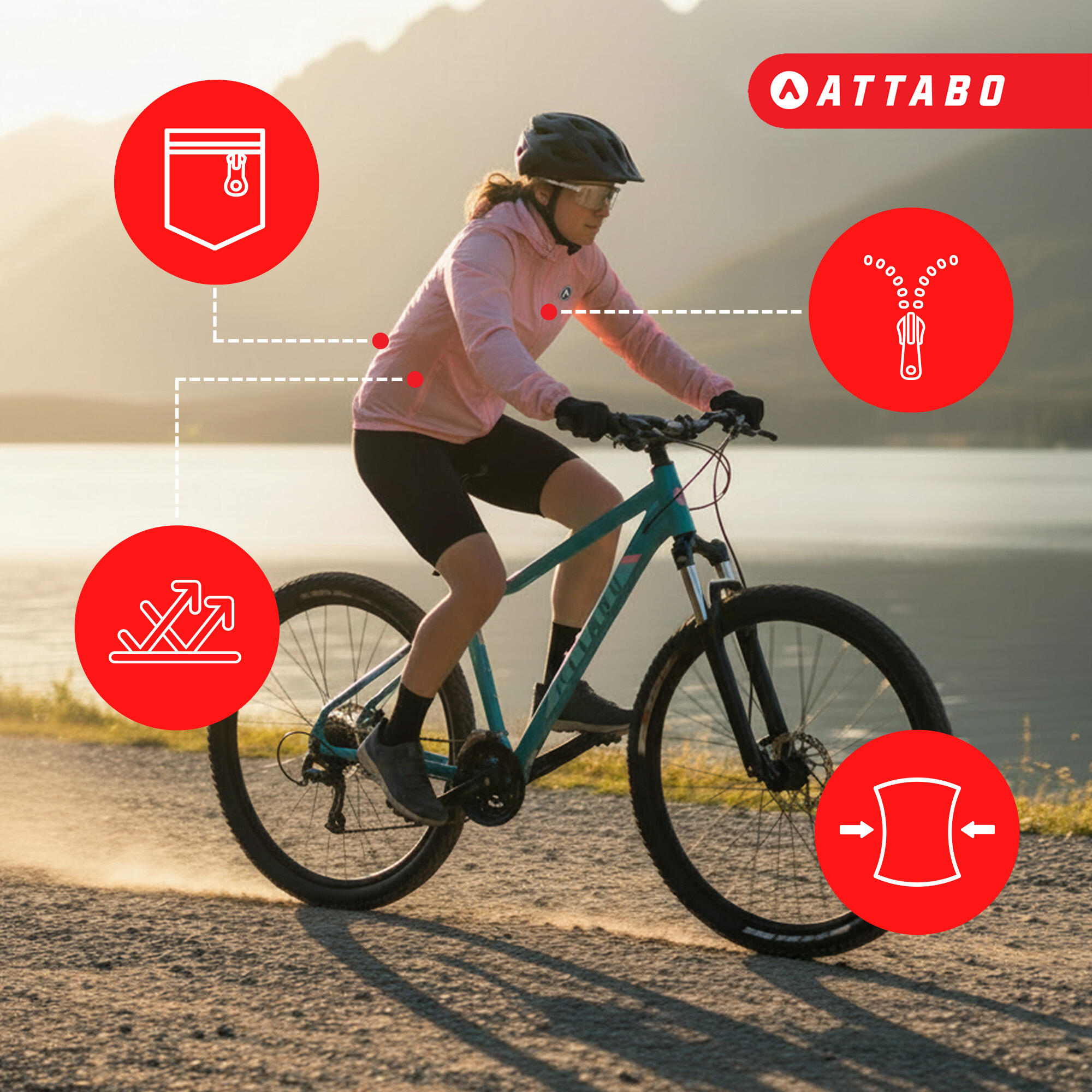 Dames fietsjack ATTABO Cahayo Winddicht 5/7