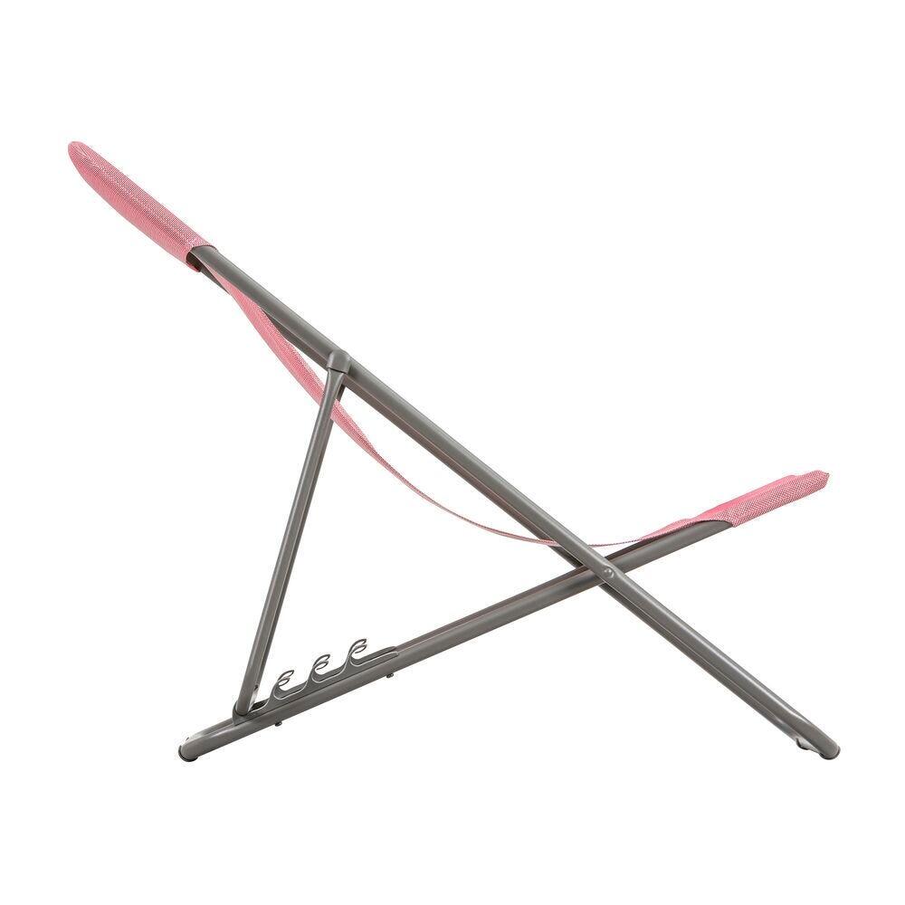 Transat jardin pliant multi-positions : Largeur 58 cm - MAXI TRANSAT - Rose 4/7