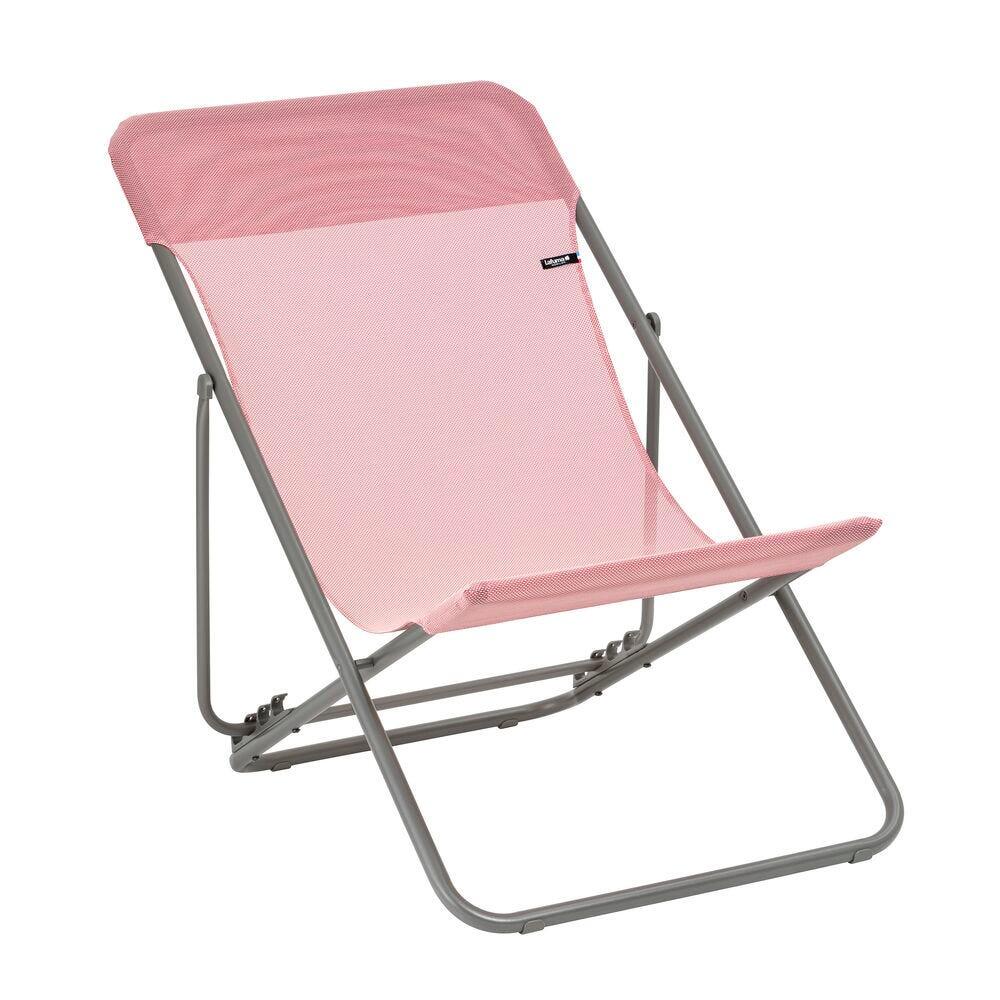 Lot de 2 Transats jardin pliants multi-positions - MAXI TRANSAT - Rose 5/6