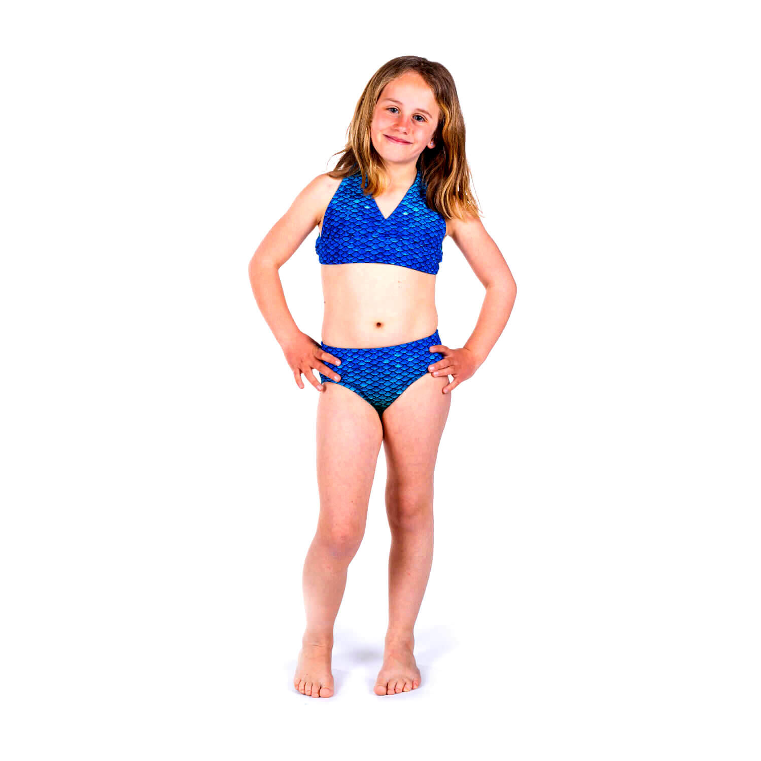 Sun Tails - Bikini Sirene Blue Lagoon Jl Fille, Motifs Écailles, Bas Taille Haute - Maillot De Bain 2 Pièces (bikini) - Bleu - Decathlon