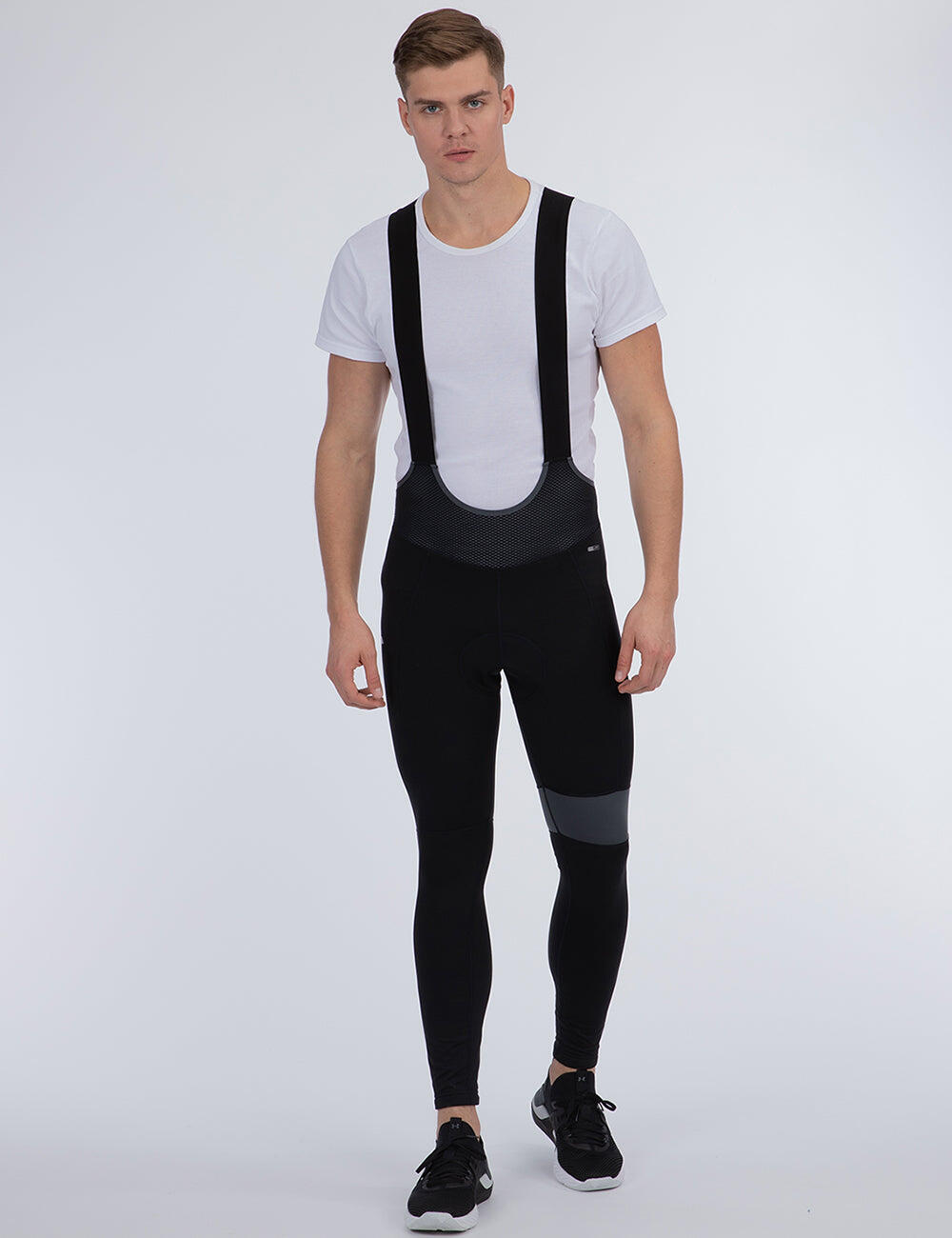 Herren Winter Thermal Fahrradhose Lang Trägerhose Pro Team II Schwarz-Grau 2/4