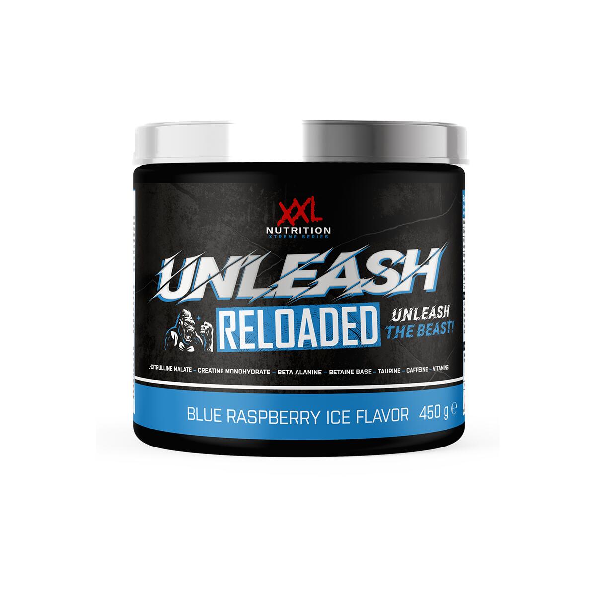 Unleash Reloaded - Pre Workout, Creatine - Blue Raspberry Ice - 450 gram 2/2