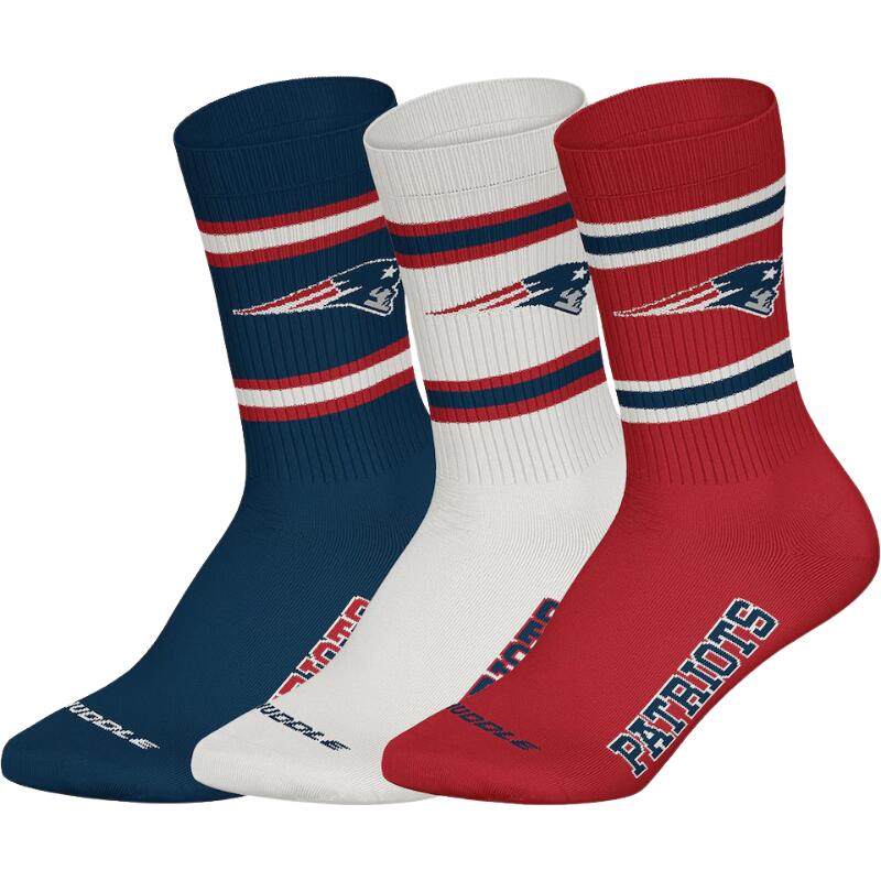 NFL NFL Huddle 3pk Crew Socks 39/42 New England Patriots