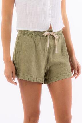 Short Femme en coton avec cordon de serrage léger et stylé Naturel