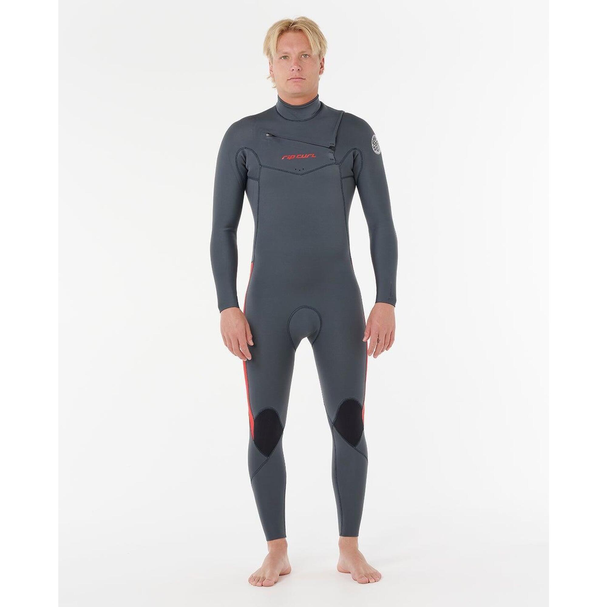 Rip Curl - Combinaison Dawn Patrol Pro 4/3 Zip Poitrine Rouge - Combinaison Néoprène - Rouge - Decathlon