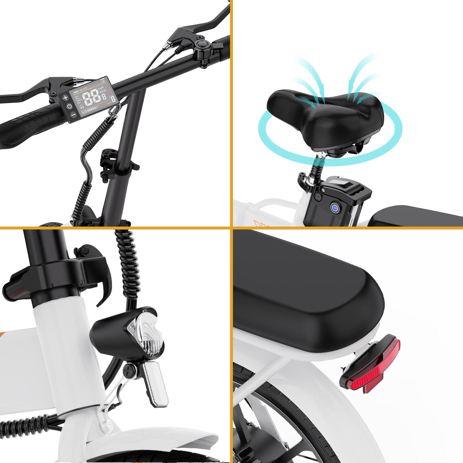 Bici elettrica pieghevole 16" 250W 13Ah 25 km/h EK5 compatta urbana 2/7