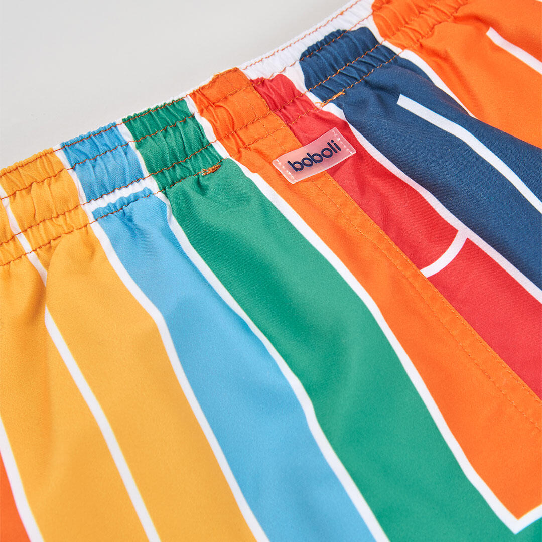 Bañador niño tejido reciclado naranja con estampado 4/4