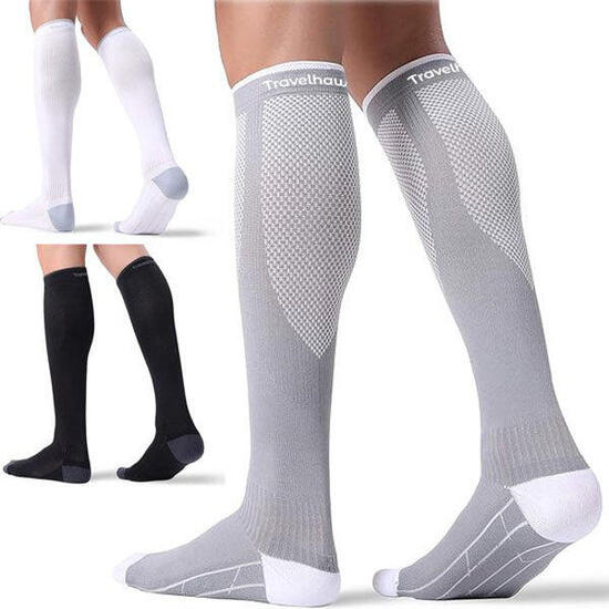 Chaussettes de compression – Noir/Blanc/Gris – Lot de 3