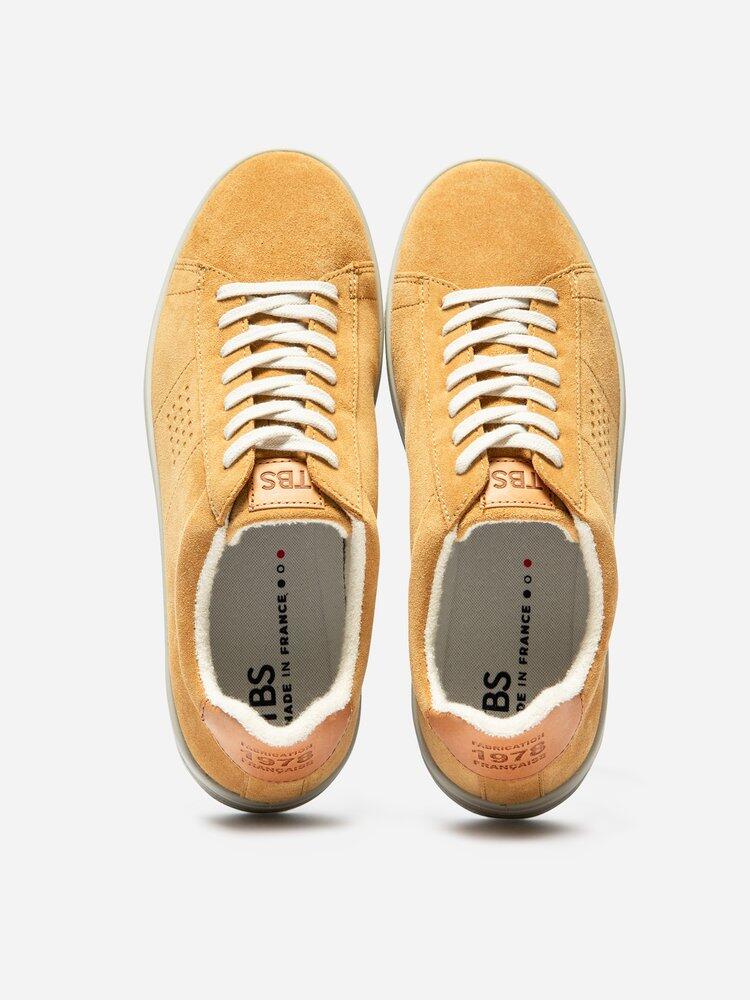 Baskets homme FLAUBER Moutarde - Made in France, cuir, semelle synthétique 3/4