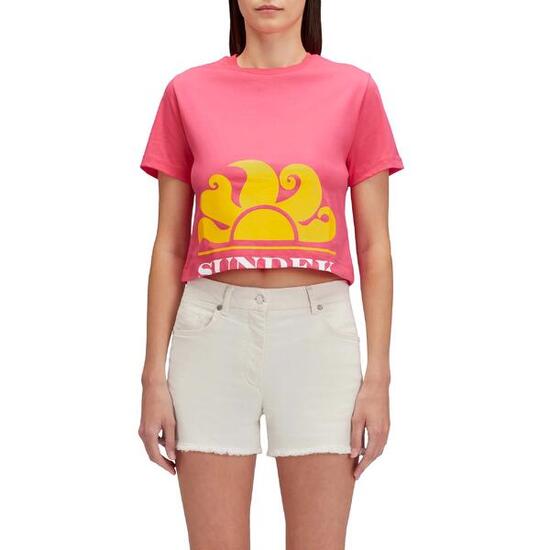 T-Shirt Sundek Cropped T-Shirt With Maxi Logo Print Donna