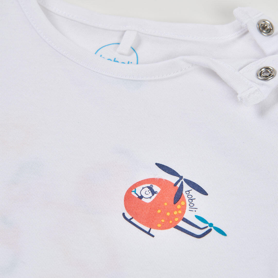 Camisetas de verano de gimnasia bebé niña boboli blanco 3/4