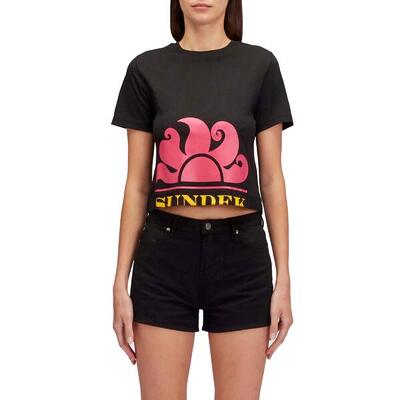 Sundek cropped t-shirt met maxi-logoprint vrouwen