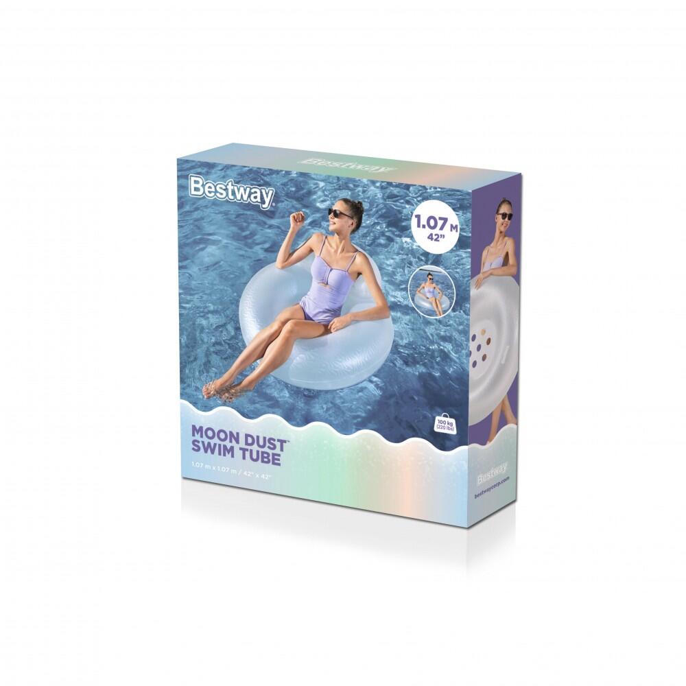Bestway Moon Dust Swim Tube with Headrest, Iridescent Pool Float Ring 2/6