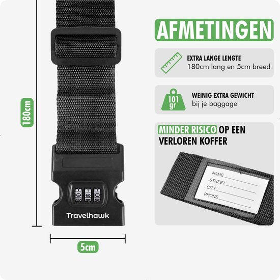 Veki Kofferband met TSA-Slot, Verstelbare Kofferriem met Bagagelabels, Opvallend Bagageriemen voor Koffers, Gekruiste Kofferbanden, Makkelijk Herkennen Bagageband voor Reis (Groen, 1 Stuk Veki Kofferband met TSA-Slot, Verstelbare Kofferriem met Bagagelabels, Opvallend Bagageriemen voor Koffers, Gekruiste Kofferbanden, Makkelijk Herkennen Bagageband voor Reis (Groen, 1 Stuk