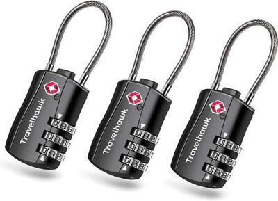 Lucchetto per valigia TSA – Lucchetto a combinazione – Nero