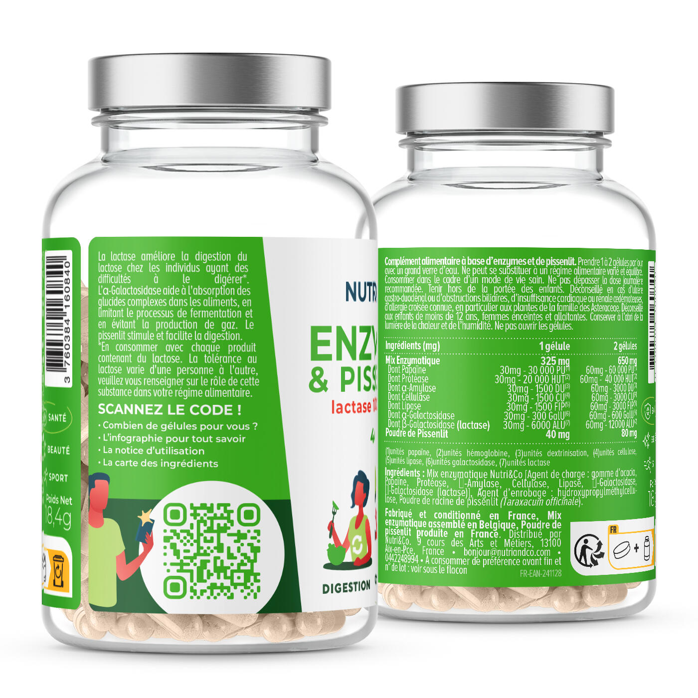 Enzymes Digestives Vegan - Intolérance au Lactose - 40 gélules 3/5